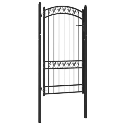 vidaXL - Hekpoort - EMMEN - met - gebogen - bovenzijde - staal - 100x123,5 - cm - zwart