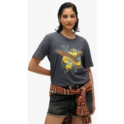 Superdry - Biker Rock Relaxed T-shirt met print - Dames - T-shirts