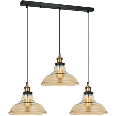 Hubert MDM-2381/3 Hanglamp - Staal, Glas, Amber
