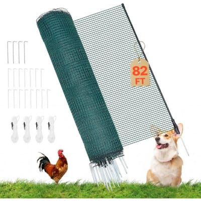 VEVOR grenshek 25x0,9 m, PE weidehek, mobiel hondenhek met dubbele puntpalen en scheerlijnen, kippenhek, tuinhek, campinghek voor honden, kippen, planten, buitenruimtes