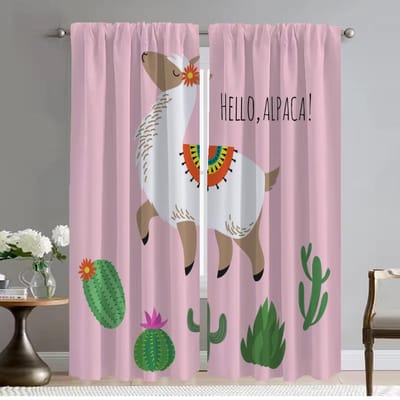 Rideaux séparateurs à motifs alpaga pour chambre à coucher Rideaux élégants pour pièce 2 pièces Rideau occultant Décoration d'Halloween Salon Cuisine W50xH70cmx2pcs-CL gray