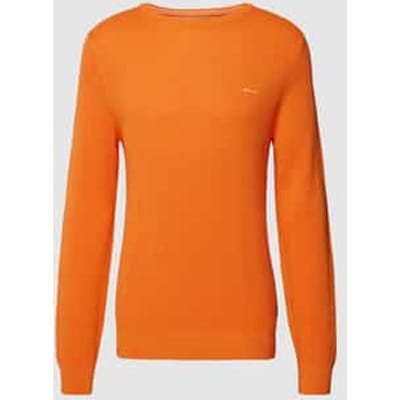 Gebreide pullover met ronde hals en labelstitching
