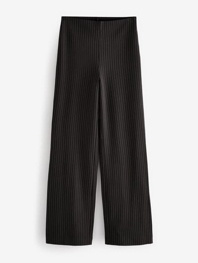 Next - Dames - Smoothing Ponte Jersey Broek met Wijde Pijpen - Petite - Zwart