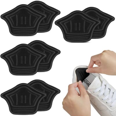 8 Stuks Heel Grips Schoen Pads, 5mm Sterke Heelkussens voor Te Grote Schoenen, Comfortabele Antiblister Inlegzolen voor Dames en Heren (Zwart)