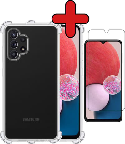 Hoesje - Met Screenprotector - Geschikt voor Samsung Galaxy A13 4G - Sterk & Shockproof - Back Cover - Siliconen Case - Telefoon Hoes - Shock Proof - Telefoonhoes - Transparant