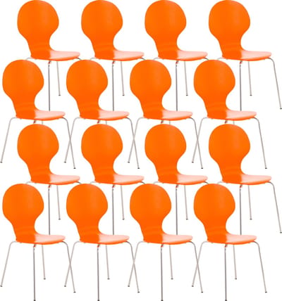 CLP Diego Set van 16 bezoekersstoelen Hout/oranje