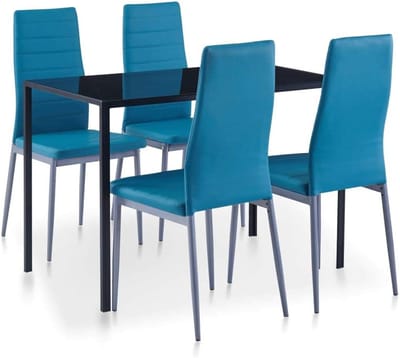5-delige Eettafelset met 4 Comfortabele Stoelen voor Eetkamer en Keuken