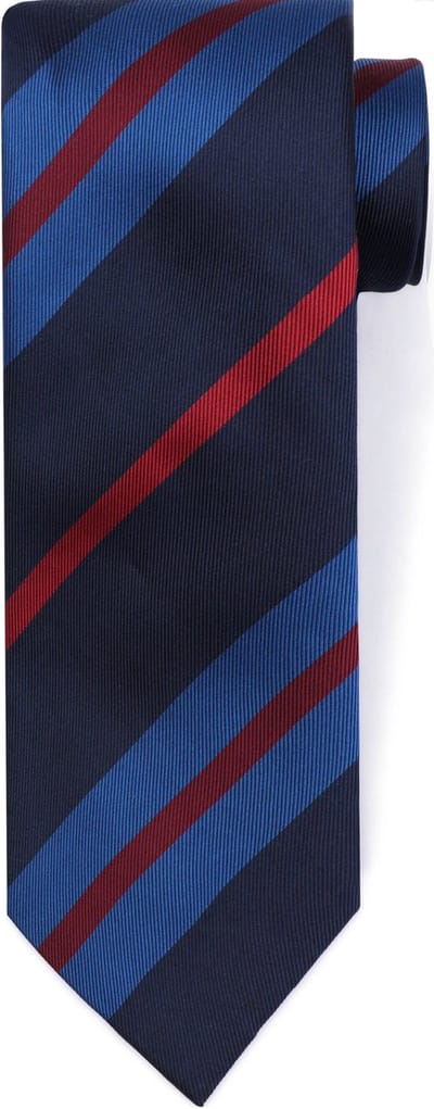 Suitable Stropdas Zijde Triple Stripe Donkerblauw (navy) - Streep - Heren das - Breedte: 7 cm -