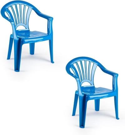 Plasticforte Stoeltjes voor kinderen - 2x - blauw - 50 cm - voor binnen en buiten - kunststof