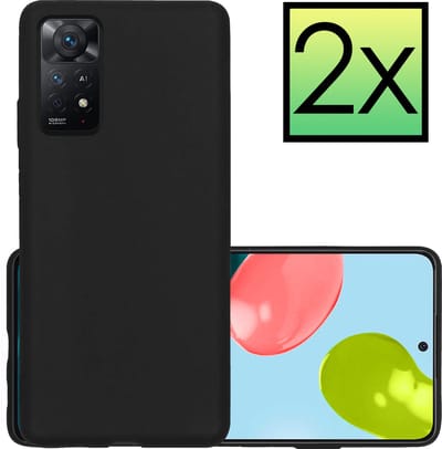 Hoesje - 2 Stuks - Geschikt voor Xiaomi Redmi Note 11s - Sterk & Shockproof - Case Siliconen - Back Cover - Telefoon Hoes - Zwart