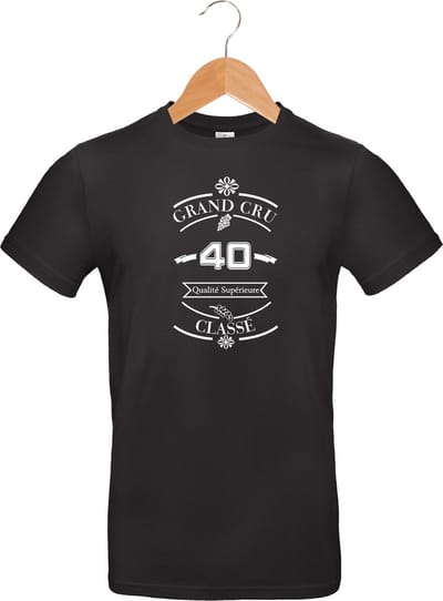 T-shirt - Grand Cru Classé - 40 - Qualité Supérieure - 100% katoen - verjaardag en feest - cadeau - unisex - zwart - maat M