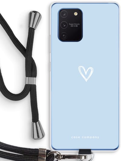 Case Company® - Hoesje met koord geschikt voor Samsung Galaxy Note 10 Lite hoesje met Koord - Klein Hart Blauw - Telefoonhoesje met Zwart Koord - Bescherming aan alle Kanten en Over de Schermrand