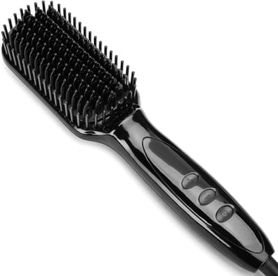 Haarstijlkam voor steil haar, geschikt voor thuis en salon, verwarmde stijlkam, anti-verbrandingsbescherming, stroomindicatie, draaibare voedingskabel, zwart