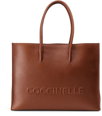 COCCINELLE Leren handtas Myrtha Maxi Log Handbag Grained Leather Cognac bruine