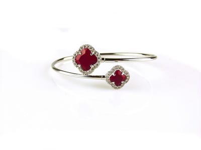 model toi et moi armband in zilver koraalrood