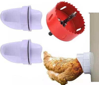 UniEgg® Pluimvee 2x feeder - automatisch voersysteem - 2 feeders en gatenzaag - voerbak kip en ander pluimvee of gevogelte