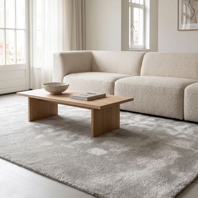 DÉJA Living Vloerkleed 200x290cm - Laagpolig Lichtgrijs Tencel - Roke