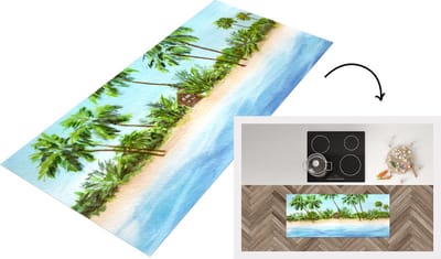Keukenloper - Loper keuken - Zee - Hut - Palmboom - 120x50 cm - Keukenloper vinyl