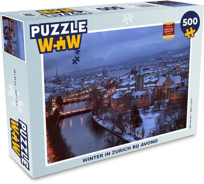 Puzzel Winter in Zurich bij avond - Legpuzzel - Puzzel 500 stukjes