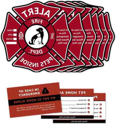Huisdier Redding Stickers - Noodstickers Huisdieren - Autoveiligheid - Dubbelzijdig Zichtbaar - 14x14cm - Rood