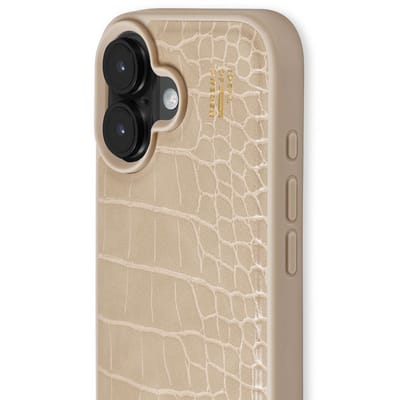iDeal of Sweden Vegan Leather Backcover geschikt voor Apple iPhone 16 - Warm Beige Croco
