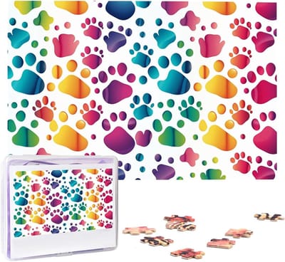 Gepersonaliseerde Puzzels - Fotopuzzels - Familie tijd - Met scheidingsontwerp - 1000 stukjes - Regenboog Paw Prints