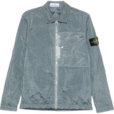 Stone Island Lz25 Nylon Metal Effen Logo Patch Rits Lange Mouwen Jas Heren Jas Aqua-Blauw K1S151200005S0019-V0024 L gray