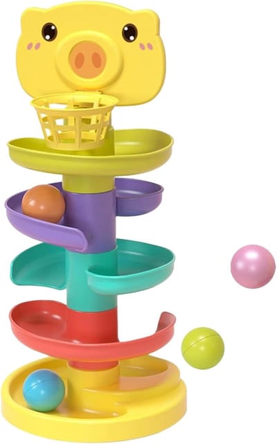 Kogeltoren Speelgoed - Balbaan Stapelbaar - Educatief Spel - Zwaartekracht Track Design - 33 cm Hoog - Kleurrijk