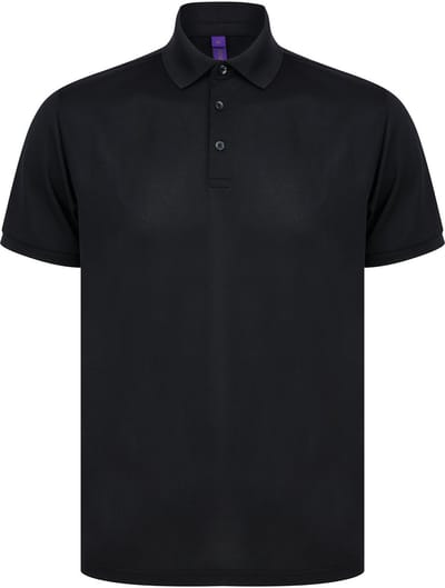 Henbury Herenpolo in gerecycleerd polyester H465 - Black - M