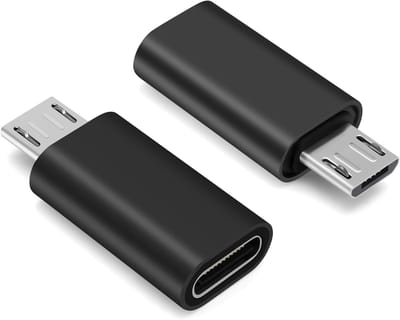 Micro USB naar USB C Adapter 2-Pack - OTG Adapter voor Android Smartphones, Externe Harde Schijven en Meer, Zwart