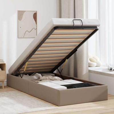 vidaXL - Bedframe - zonder - matras - 100x200 - cm - kunstleer - cappuccinokleurig
