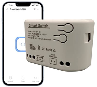 WiFi Smart Micro Switch voor Smart Home - Draadloze afstandsbediening, Bluetooth-gestuurd, Compatibel met Alexa en Google Home