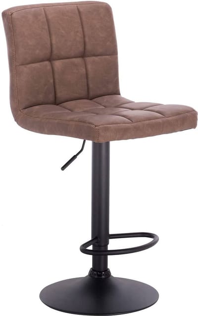 Barkruk Nora - Met hoge rugleuning - Barstoelen ergonomisch - Zithoogte 60-82cm - Bruin - Set van 1 - Keuken en bar