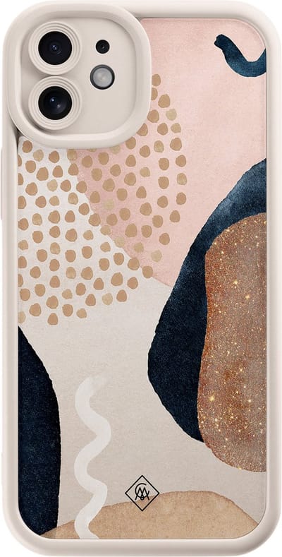 Casimoda® hoesje - Geschikt voor iPhone 11 - Abstract Dots - Effen telefoonhoesje met lensbescherming - Siliconen/TPU - Backcover - Bruin/beige