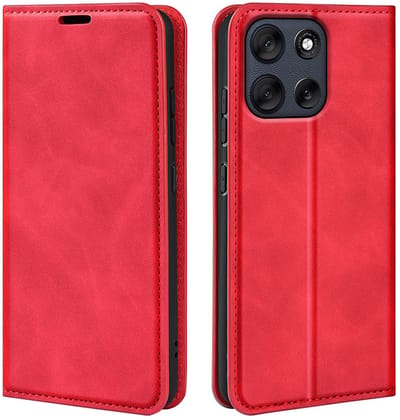 MobyDefend Hoesje - Geschikt voor Motorola Moto G56 - Luxe Wallet Bookcase (Magnetische Sluiting) - Rood