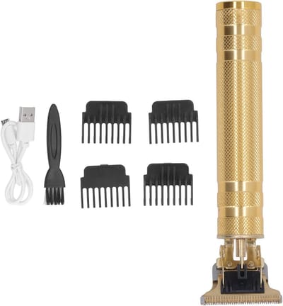 Haartrimmer Set - Tondeuse Baardtrimmer - Thuis Knippen - Volledig Metalen Behuizing - 4 Kammen - Goud Patroon