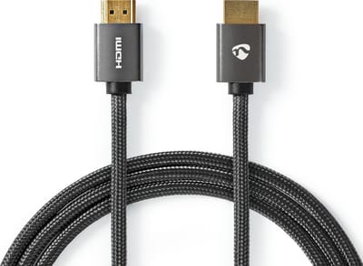 Nedis High Speed ​​HDMI-Kabel met Ethernet - HDMI Connector - HDMI Connector - 4K@60Hz - ARC - 18 Gbps - 2.00 m - Rond - Katoen - Gun Metal Grijs - Cover Window Box