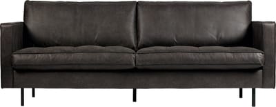 WOOOD Rodeo Classic 2,5-Zits Bank - Leer - Zwart - 83x230x88