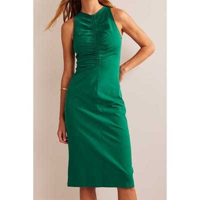 Boden Racer Jersey Midi Dress Bright Emerald Maat: 22R | Midi Jurken Outlet | Dames | Groen