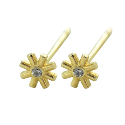New Bling 9NBSAM-G190532 Gouden Oorknopjes - Dames - Zonnetje - Zirkonia - 3,5 mm Doorsnee - 14 Karaat - Goud