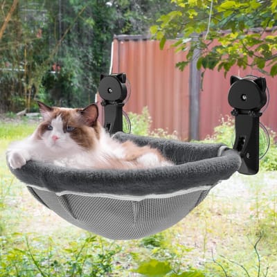 Draadloos opvouwbaar kattenraam - ademend kattenbed - grijs