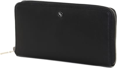 MANDARINA DUCK Leren Portemonnee Downtown Zip Around Wallet Black Zwart