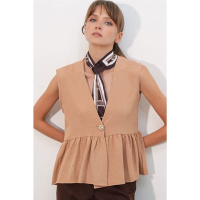V-hals Knoploze Mouwloze Blouse