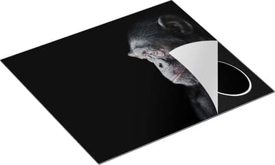 Chefcare Inductie Beschermer Chimpansee Aap op Zwart Achtergrond - 60x50 cm - Afdekplaat Inductie - Kookplaat Beschermer - Inductie Mat