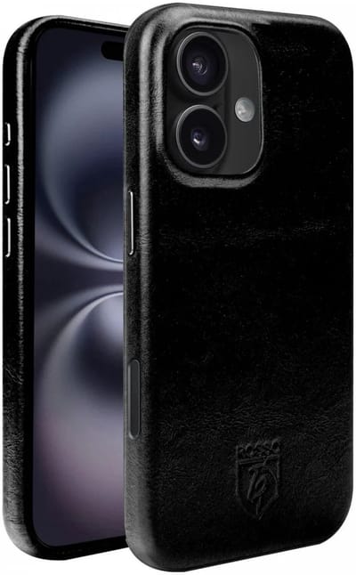 Rosso Elite Hoesje Geschikt voor Apple iPhone 16 | Compatibel met MagSafe | Echt Leer Back Cover | Beschermhoes | Zwart