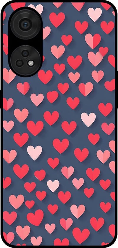 Smartphonica Telefoonhoesje Geschikt voor Oppo Reno 8T 4G met Roze en Rode Hartjes Opdruk - TPU Backcover Case With Rosé and Red Heart Design geschikt voor Oppo Reno8T 4G