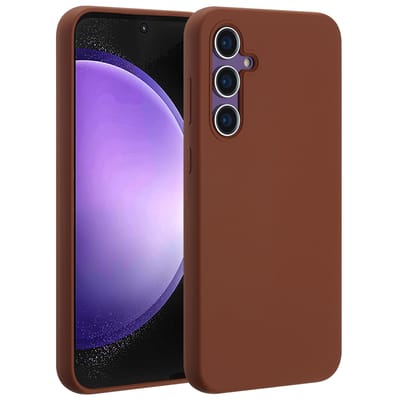Accezz Hoesje - Geschikt voor Samsung Galaxy S23 FE - Liquid Silicone Backcover met Magnetische Ring - New Tea Brown
