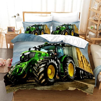 Tractor Beddengoed Set Sprei Eenpersoons Twin Vol Queen King Size Sport Bed Set Volwassen Slaapkamer Dekbedovertrek 2 kussenslopen hoeslaken 155x215cm 3pcs