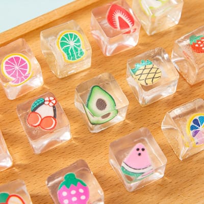 Schattig Zacht Fruit IJsblokje Squishy Speeltje, Feest Grappen Cadeau, Pasen Halloween Kerstmis Goodie Bag Vulling Klaslokaal Prijs lichtgrijze kleur