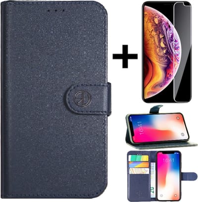 Rico Vitello RV Super Wallet case Geschikt voor Apple iPhone 7/8 en SE 2020/ book case/hoesje met pasjeshouder hoge kwaliteit kleur Blauw + gratis screen protector